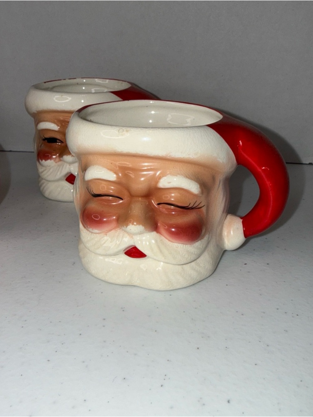 3” Japan made Santa Claus Ceramic Mug - Red and White Holiday Cup set of 4 - Picture 2 of 16